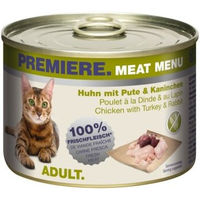 Produktbild von Premiere Meat Menu Adult Katzenfutter Huhn mit Pute und Kaninchen getreidefrei und ohne Zucker 12x200 g - 12 x 200 g
