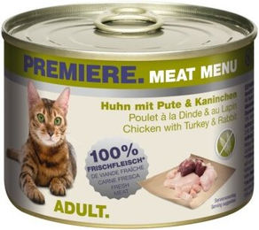 Produktbild von Premiere Meat Menu Adult Katzenfutter Huhn mit Pute und Kaninchen getreidefrei und ohne Zucker 6x200 g - 6 x 200 g