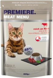 Produktbild von Premiere Meat Menu Adult Katzenfutter Rind 300 g für Haut, Fell und Verdauung ohne Konservierungsstoffe und Zucker - 300 g