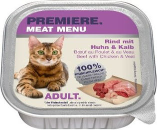 Produktbild von Premiere Meat Menu Adult Katzenfutter Rind mit Huhn und Kalb getreidefrei 16x100 g - 16 x 100 g
