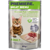 Produktbild von Premiere Meat Menu Adult Katzenfutter Rind mit Pute und Kaninchen getreidefrei und ohne Zucker 24x85 g - 24 x 85 g
