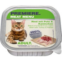 Produktbild von Premiere Meat Menu Adult Katzenfutter Rind mit Pute und Kaninchen getreidefrei und ohne Zucker 32x100 g - 32 x 100 g