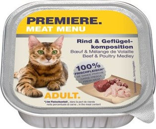 Produktbild von Premiere Meat Menu Adult Rind und Geflügelkomposition getreidefrei 64x100 g - 64 x 100 g