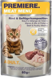 Produktbild von Premiere Meat Menu Adult Rind und Geflügelkomposition getreidefrei ohne Zucker 48x85 g - 48 x 85 g