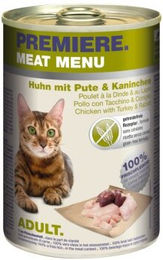 Produktbild von Premiere Meat Menu Katzen Nassfutter Adult Huhn Pute Kaninchen Getreidefrei 6x400 g - 6 x 400 g