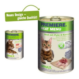 Premiere Meat Menu Katzen Nassfutter Adult Rind Pute Kaninchen Getreidefrei 6x400 g - 6 x 400 g – Bild 1 von 2