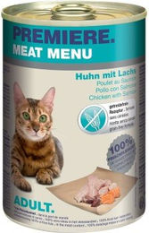 Produktbild von PREMIERE Meat Menu Katzenfutter Adult Huhn mit Lachs getreidefrei und ohne Zucker 6x400 g - 6 x 400 g