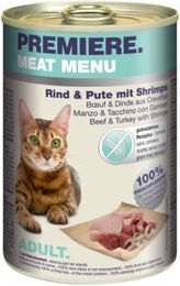 Produktbild von Premiere Meat Menu Katzenfutter Adult Rind mit Pute und Garnele getreidefrei 6x400 g - 6 x 400 g