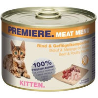 Produktbild von Premiere Meat Menu Kitten Mousse Rind und Geflügel getreidefrei ohne Zucker 6x200 g - 6 x 200 g