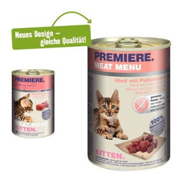 Premiere Meat Menu Kitten Mousse Rind und Putenherzen Getreidefrei 12x400 g - 12 x 400 g – Bild 1 von 2