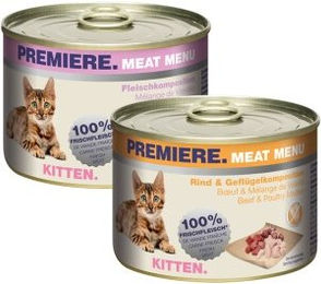 Produktbild von Premiere Meat Menu Kitten Nassfutter Mix Rind und Geflügel getreidefrei 6x200g - 6 x 200 g