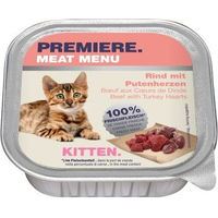 Produktbild von Premiere Meat Menu Kitten Nassfutter Rind mit Putenherzen getreidefrei 16x100 g - 16 x 100 g