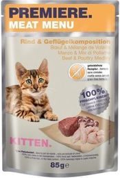Produktbild von Premiere Meat Menu Kitten Nassfutter Rind und Geflügelkomposition getreidefrei 48x85 g - 48 x 85 g