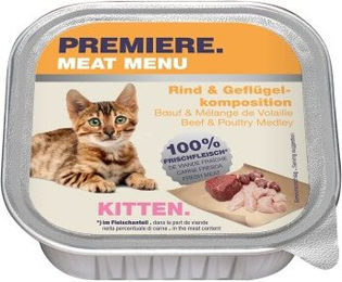 Premiere Meat Menu Kitten Nassfutter Rind und Geflügelkomposition getreidefrei 64x100 g - 64 x 100 g – Bild 1 von 1