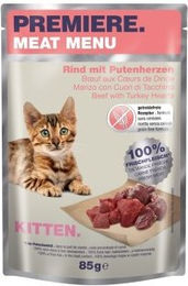 Produktbild von Premiere Meat Menu Kitten Nassfutter Rind und Pute Getreidefrei ohne Zucker 24x85 g - 24 x 85 g