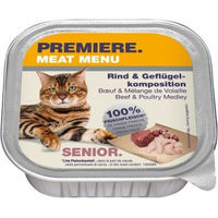 Produktbild von Premiere Meat Menu Senior Katzenfutter Rind und Geflügel Stückchen in Sauce getreidefrei 16x100 g