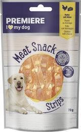 Premiere Meat Snack Stripes Hund Trockenfleisch Huhn mit Käse 8x70 g mit hohem Fleischanteil ohne Zucker und Konservierungsstoffe – Bild 1 von 2