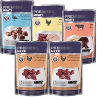 Produktbild von PREMIERE Meati Adult Mixpaket 5x500g Stückchen in Sauce Huhn Rind Ente Getreidefrei - 5 x 500 g