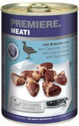 Produktbild von PREMIERE Meati Hund Nassfutter Adult Entenherzen Stückchen in Sauce getreidefrei mit hohem Fleischanteil 12x400 g - 12 x 400 g
