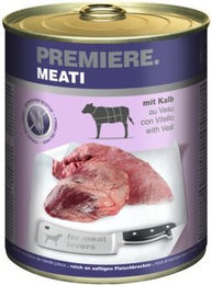 Produktbild von PREMIERE Meati Hund Nassfutter Adult Kalb Stückchen in Sauce Getreidefrei mit hohem Fleischanteil 24x800 g - 24 x 800 g