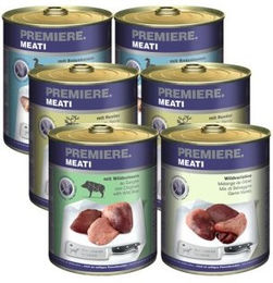 Produktbild von PREMIERE Meati Mixpaket 4 Stückchen in Sauce für Adult Katzen mit hohem Fleischanteil 6x800g