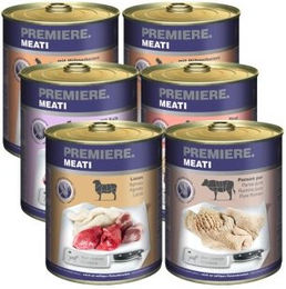 Produktbild von Premiere Meati Mixpaket mit Rind Stückchen in Sauce für adulte Katzen 6x800g mit hohem Fleischanteil