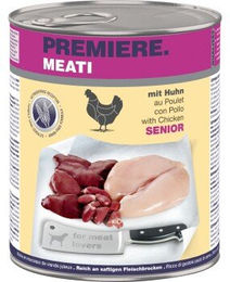 Produktbild von Premiere Meati Nassfutter Hund Senior Huhn Stückchen in Sauce getreidefrei mit hohem Fleischanteil 6x800 g