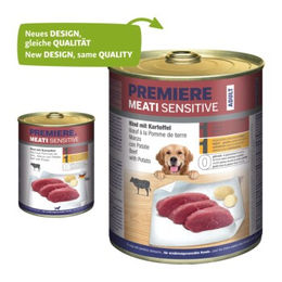 Produktbild von PREMIERE Meati Sensitive Hund Nassfutter Rind und Kartoffel Stückchen in Sauce getreidefrei und glutenfrei 24x800 g - 24 x 800 g