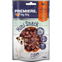 Produktbild von Premiere Mini Cubes Belohnungssnack Huhn mit Karotte und Spinat für Katzen Adult 10x70g - 10 x 70 g