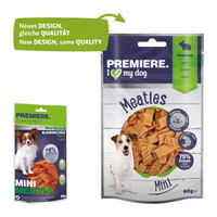 Produktbild von Premiere Mini Meaties Kaninchen Trockenfleisch für Kleintiere 6x60 g mit hohem Fleischanteil ohne Zucker und Zusatzstoffe - 6 x 60 g