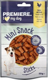 PREMIERE Mini Sticks Huhn und Reis Belohnungssnack für Hunde 5x70 g ohne Zucker und Konservierungsstoffe - 5 x 70 g – Bild 1 von 3