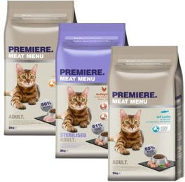 Produktbild von Premiere Mixpaket Katzenfutter Adult Getreidefrei und Glutenfrei mit Geflügel Lachs Rind Fasan und Lamm 6kg - 3 x 2 kg