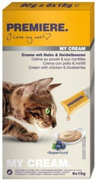 Premiere My Cream Katzenfutter Huhn und Heidelbeeren 66x15 g - 11 x 15 g – Bild 1 von 2