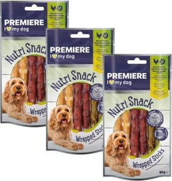 PREMIERE Nutri Snack Wrapped Sticks Belohnungssnack für Hunde verschiedene Sorten Rind und Huhn glutenfrei laktosefrei 3x80 g – Bild 1 von 1