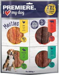Premiere Pure Meaties XXL Mix Trockenfleisch Huhn Ente Kaninchen Rind 4x250g - 4 x 250 g – Bild 1 von 3