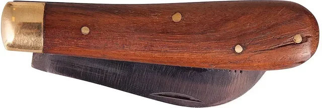 Premiere Reitkringelschneider-Messer mit Holzgriff in Braun – Bild 1 von 2