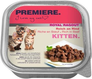 Produktbild von Premiere Royal Ragout Kitten Katzenfutter Rind Stückchen in Sauce 64x100 g