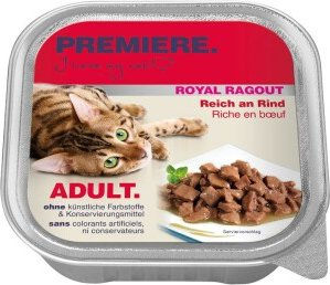 Produktbild von Premiere Royal Ragout Rind Stückchen in Sauce für Katzen 32x100 g ohne Konservierungsstoffe