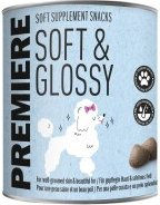 Produktbild von Premiere Soft & Glossy Hund Snack Lachs Haut-Fell-Supplement ohne Farb- und Aromastoffe 300g