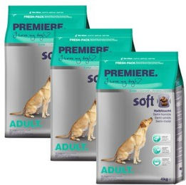 Produktbild von Premiere Soft Hundefutter Ente Huhn Adult ohne Farb- und Aromastoffe 3x4 kg