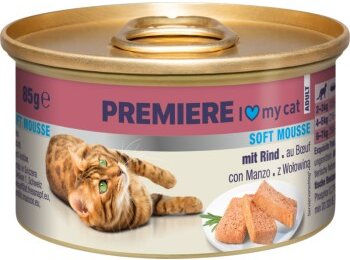 PREMIERE Soft Mousse Rind Katzenfutter ohne Farb- und Aromastoffe ohne Konservierungsstoffe 72x85 g – Bild 1 von 3