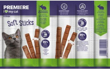 PREMIERE Soft Sticks Kaninchen und Katzenminze Belohnungssnack getreidefrei 10x6 g – Bild 1 von 1