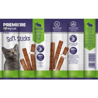 Produktbild von PREMIERE Soft Sticks Kaninchen und Katzenminze Belohnungssnack getreidefrei 10x6 g