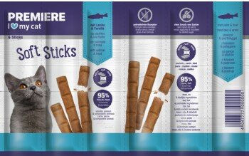 Premiere Soft Sticks Lachs und Forelle Getreidefreier Belohnungssnack für Katzen 10x6 g – Bild 1 von 1
