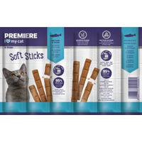 Produktbild von Premiere Soft Sticks Lachs und Forelle Getreidefreier Belohnungssnack für Katzen 10x6 g