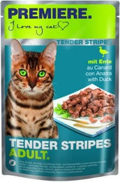 Produktbild von Premiere Tender Stripes Katzen Nassfutter Ente Stückchen in Sauce 56x85 g ohne Farb- und Aromastoffe - 56 x 85 g
