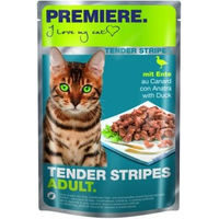 Produktbild von Premiere Tender Stripes Katzen Nassfutter Ente Stückchen in Sauce 56x85 g ohne Farb- und Aromastoffe - 56 x 85 g