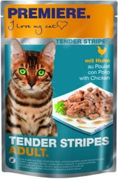 Produktbild von Premiere Tender Stripes Katzen Nassfutter Huhn Stückchen in Sauce 112x85 g ohne Farb- und Aromastoffe - 112 x 85 g