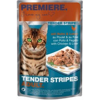 Produktbild von Premiere Tender Stripes Katzen Nassfutter Huhn und Leber Stückchen in Sauce 56x85 g - 56 x 85 g