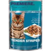 Produktbild von Premiere Tender Stripes Katzen Nassfutter Lachs Stückchen in Sauce 28x85 g - 28 x 85 g